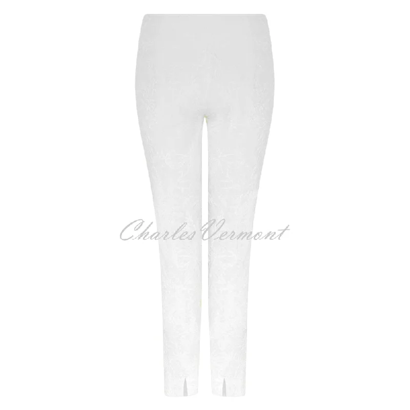 Robell Rose 09 – 7/8 Cropped Super Slim Trouser 51527-54401-10 (White Leaf Jacquard)