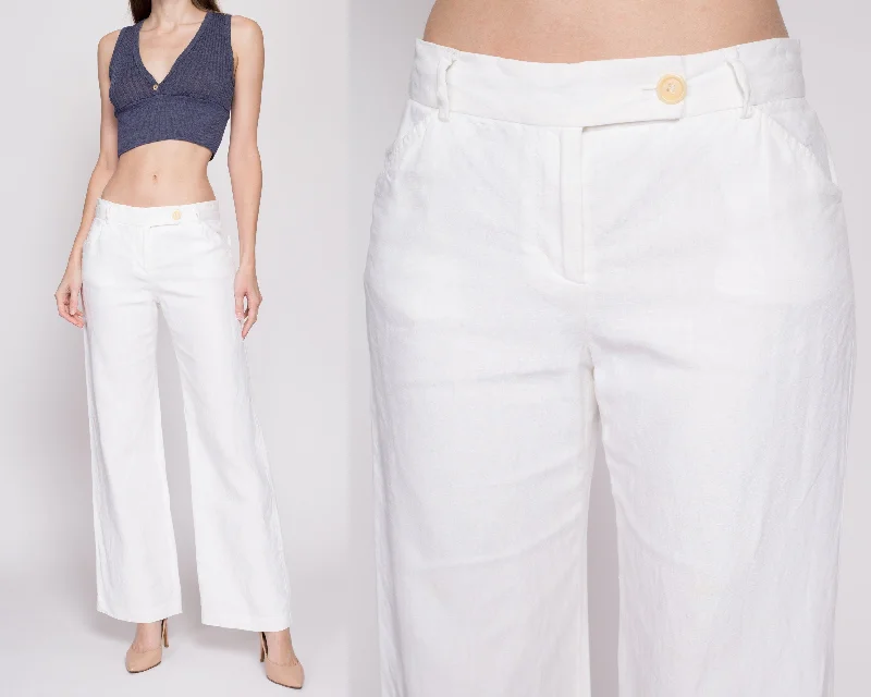 Small Vintage J Crew White Linen Low Rise Flares