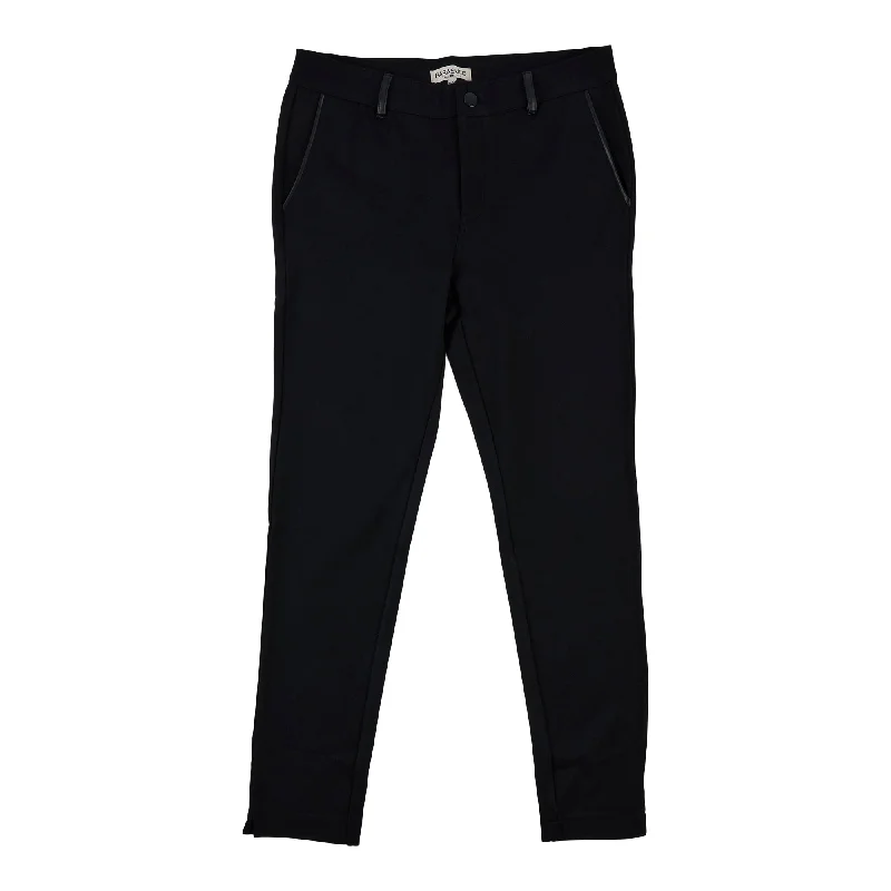 Women's Solid Black Zip Front Pull-On Pants