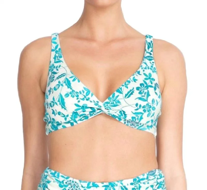 Ellyo Twist Bikini Top In Blue Multi