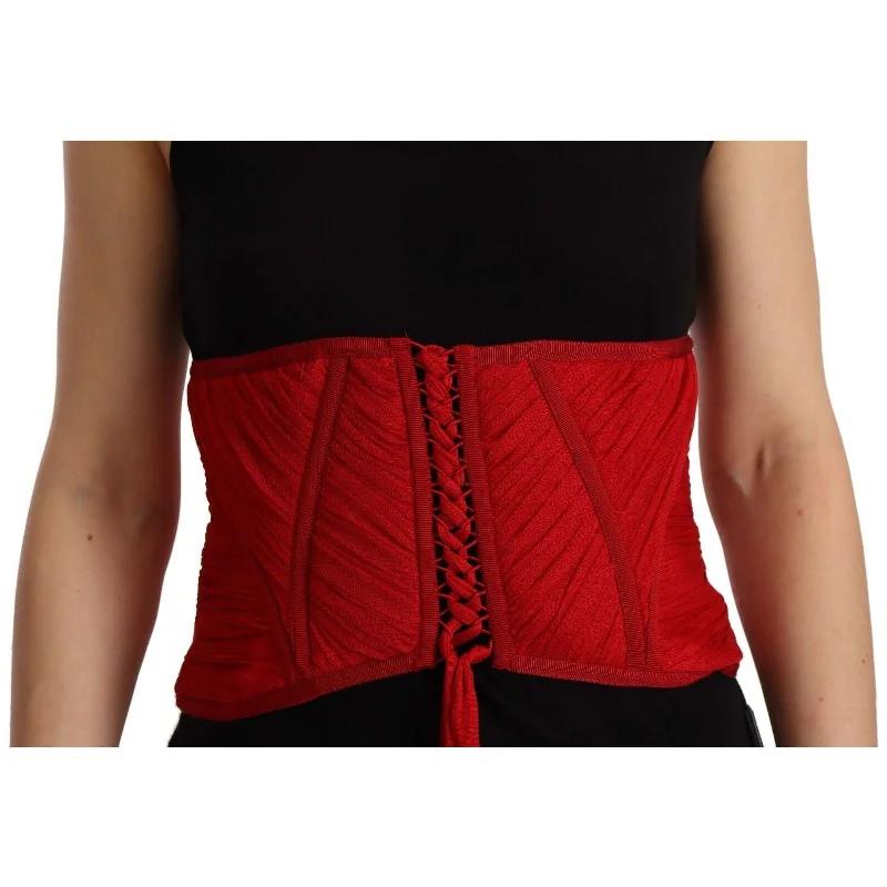 Dolce & Gabbana Elegant Red Silk Corset Belt Top