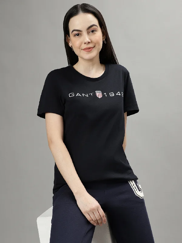 Gant Black Fashion Logo Regular Fit T-Shirt