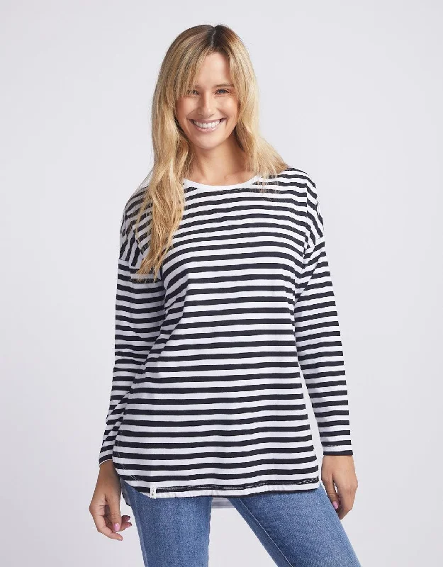 Lauren Stripe Long Sleeve Tee - Black & White Stripe