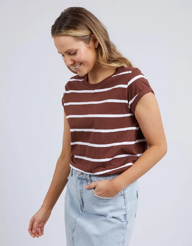 Manly Stripe Tee - Chocolate/White Stripe