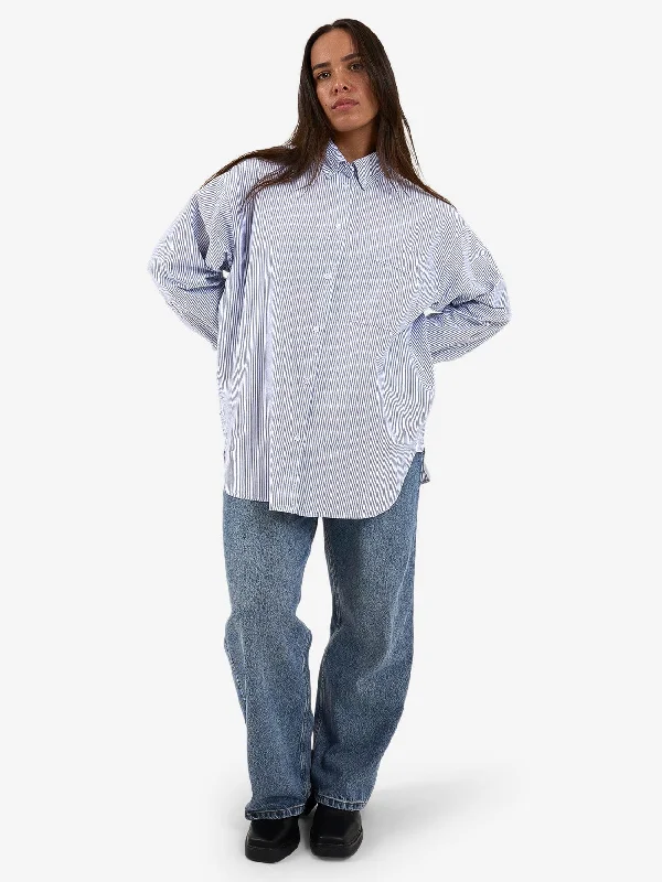 Maxwell Oxford Oversized Shirt - Royal Blue Stripe