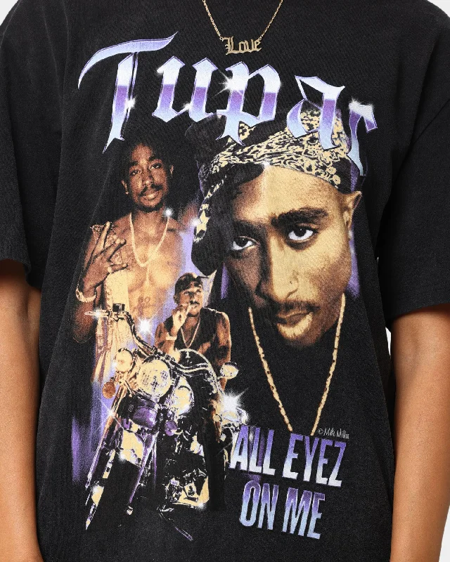 Tupac All Eyez Motorbike Vintage T-Shirt Washed Black