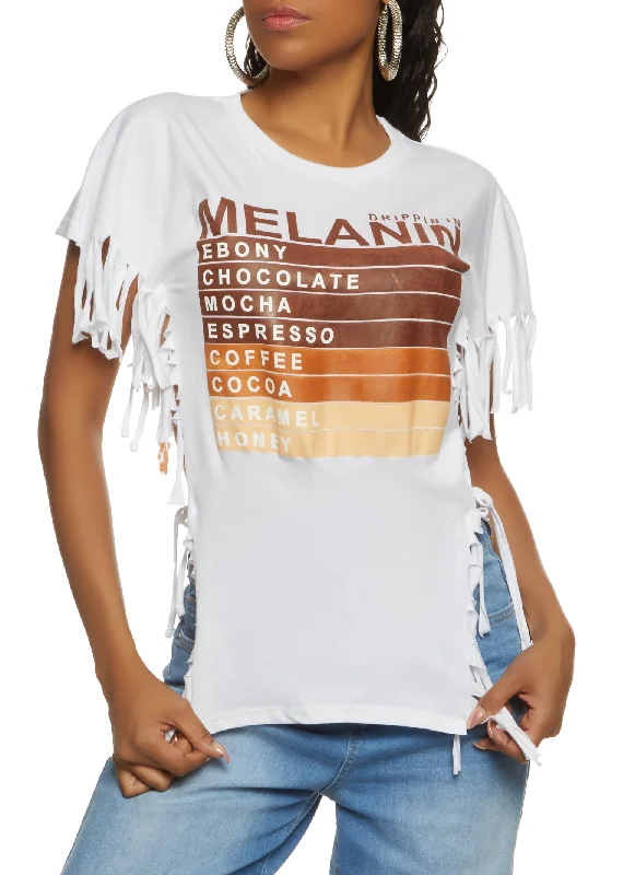 Drippin In Melanin Fringe Side Tie Tee