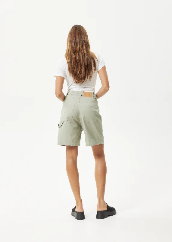 AFENDS Womens Emilie - Canvas Carpenter Short - Eucalyptus