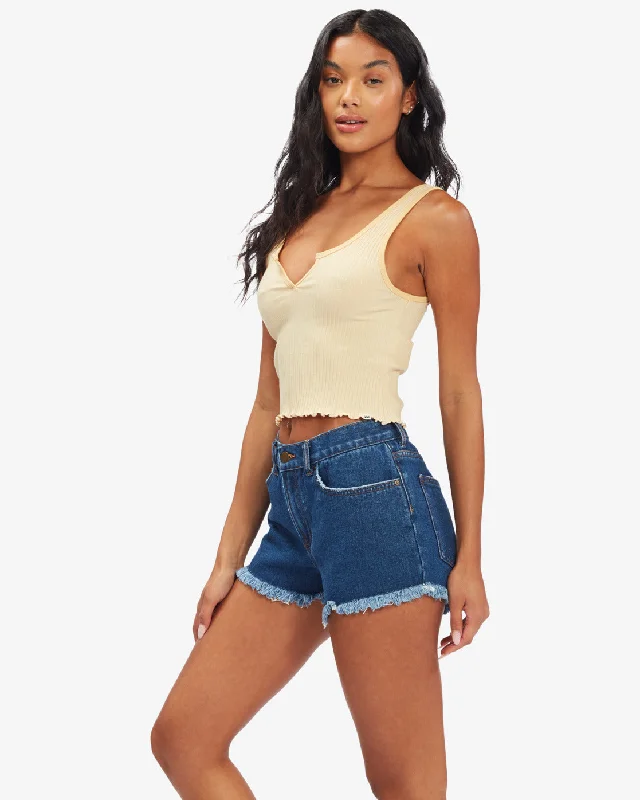 Cruisin Along Denim Shorts - Deep Indigo