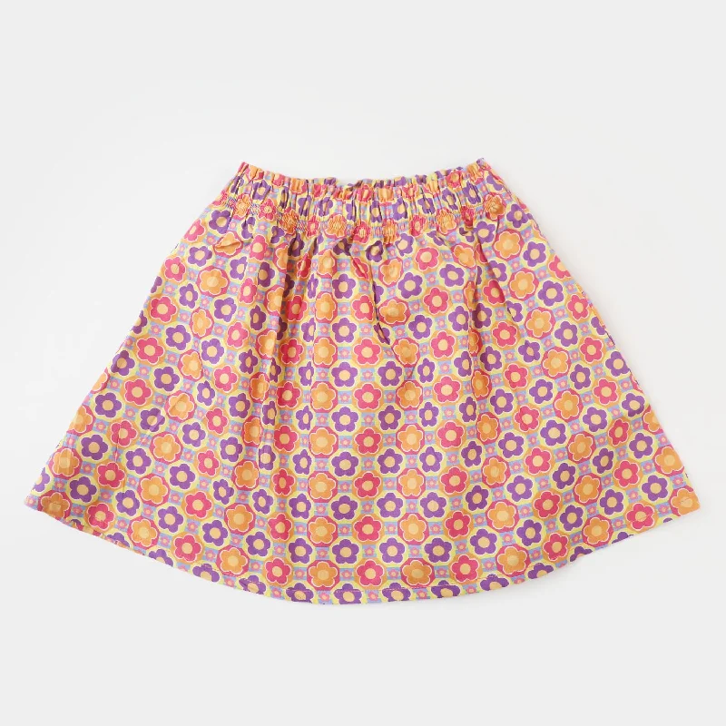 Girls Digital Print Casual Short Skirt - Multi