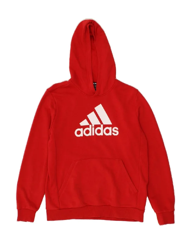 ADIDAS Boys Graphic Hoodie Jumper 13-14 Years Red Cotton