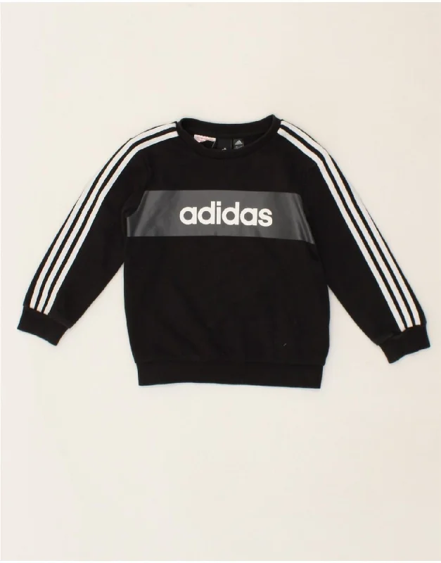 ADIDAS Boys Graphic Sweatshirt Jumper 3-4 Years Black Cotton