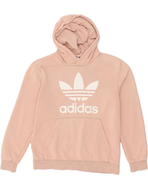 ADIDAS Girls Graphic Hoodie Jumper 12-13 Years Pink Cotton