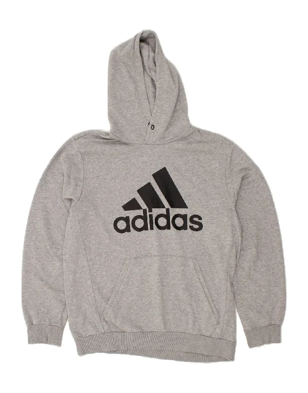 ADIDAS Mens Graphic Hoodie Jumper Large Grey Cotton