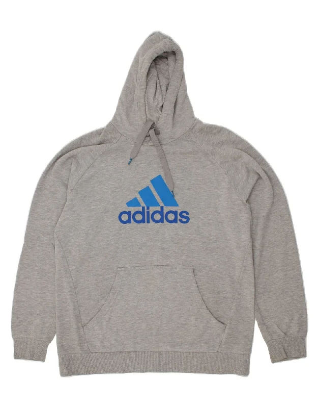 ADIDAS Mens Graphic Hoodie Jumper XL Grey Cotton