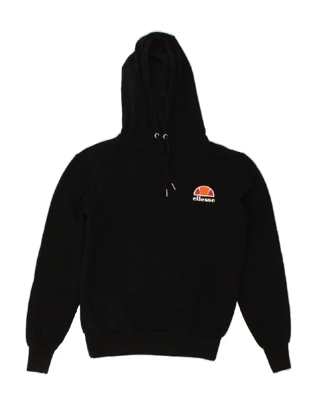 ELLESSE Mens Hoodie Jumper Small Black Cotton