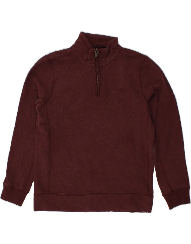 FAT FACE Mens Zip Neck Sweatshirt Jumper Medium Burgundy Cotton