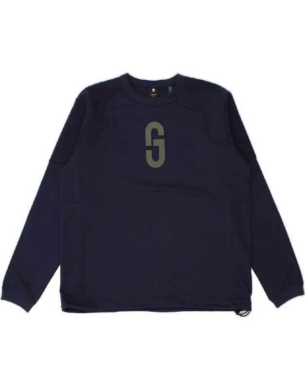 G-STAR Mens Graphic Sweatshirt Jumper XL Navy Blue Cotton