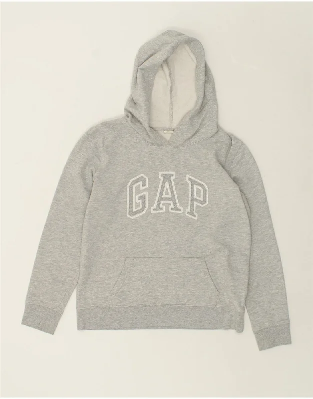 GAP Womens Oversized Graphic Hoodie Jumper UK 10 Small Grey Cotton