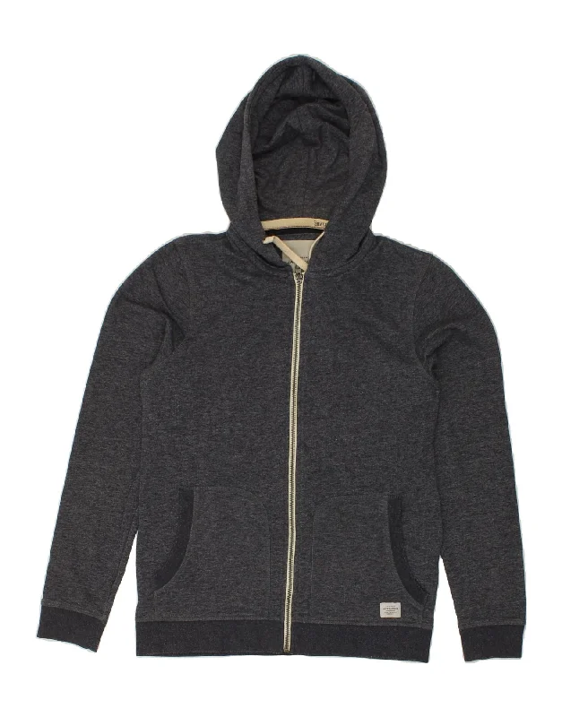 JACK & JONES Mens Zip Hoodie Sweater Small Grey Flecked Cotton