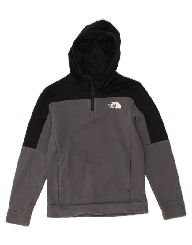 THE NORTH FACE Boys Hoodie Jumper 11-12 Years Large Grey Colourblock