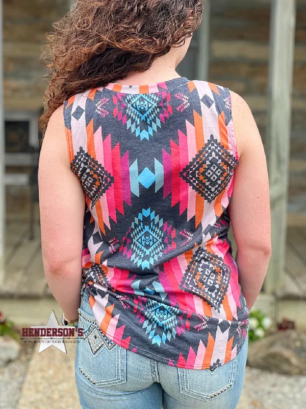 Aztec Print Sleeveless Tee