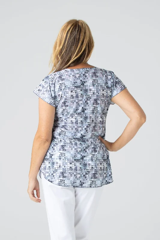 Cubes Print Short Sleeve Jersey Top