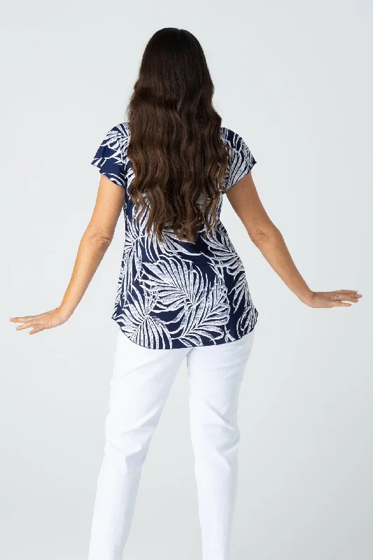 Fern Print Short Sleeve Jersey Top