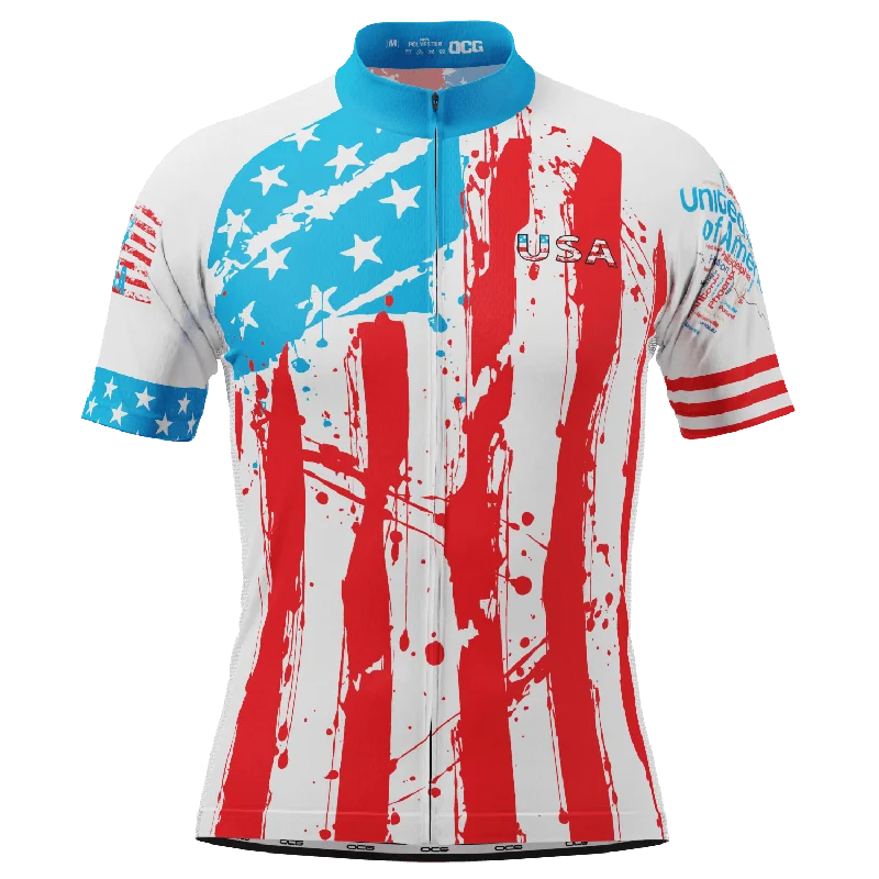 Men's American Flag Liberty Statue Short Sleeve Cycling Jersey