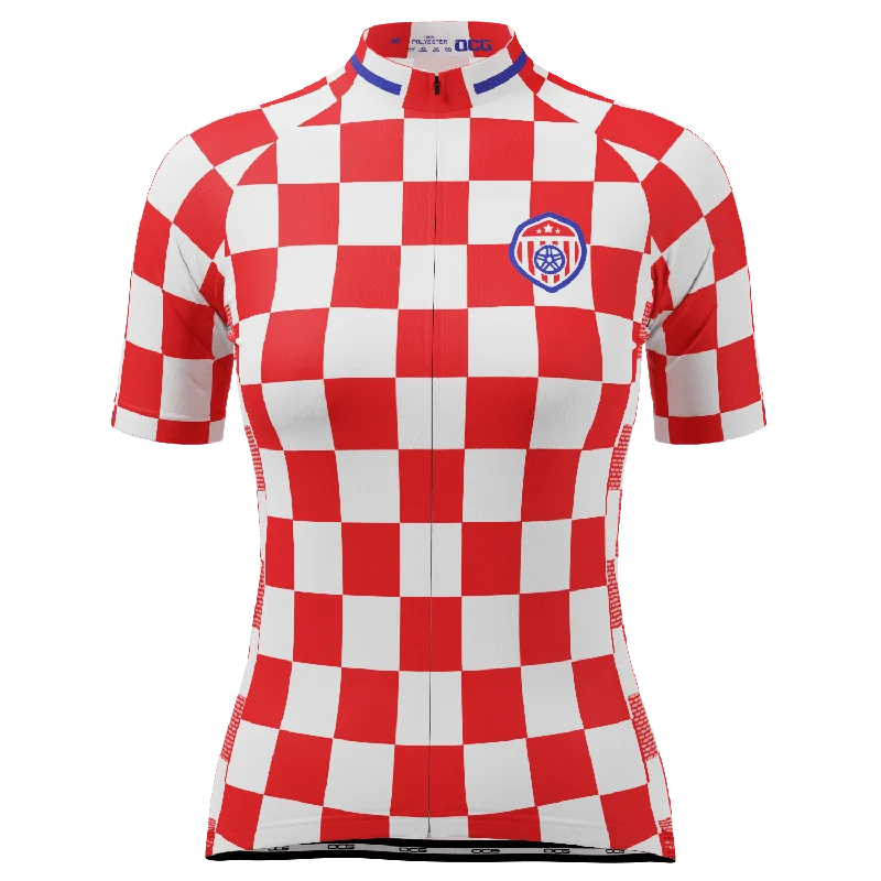 Women's Croatia Soccer Short Sleeve Cycling Jersey